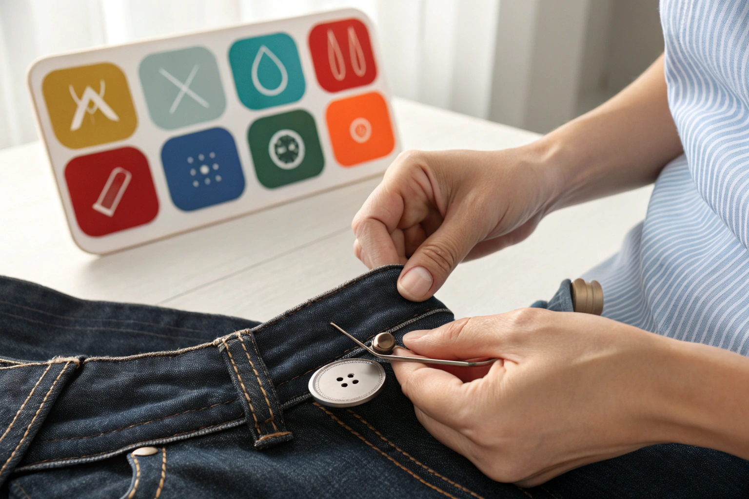 how to sew a button on pants