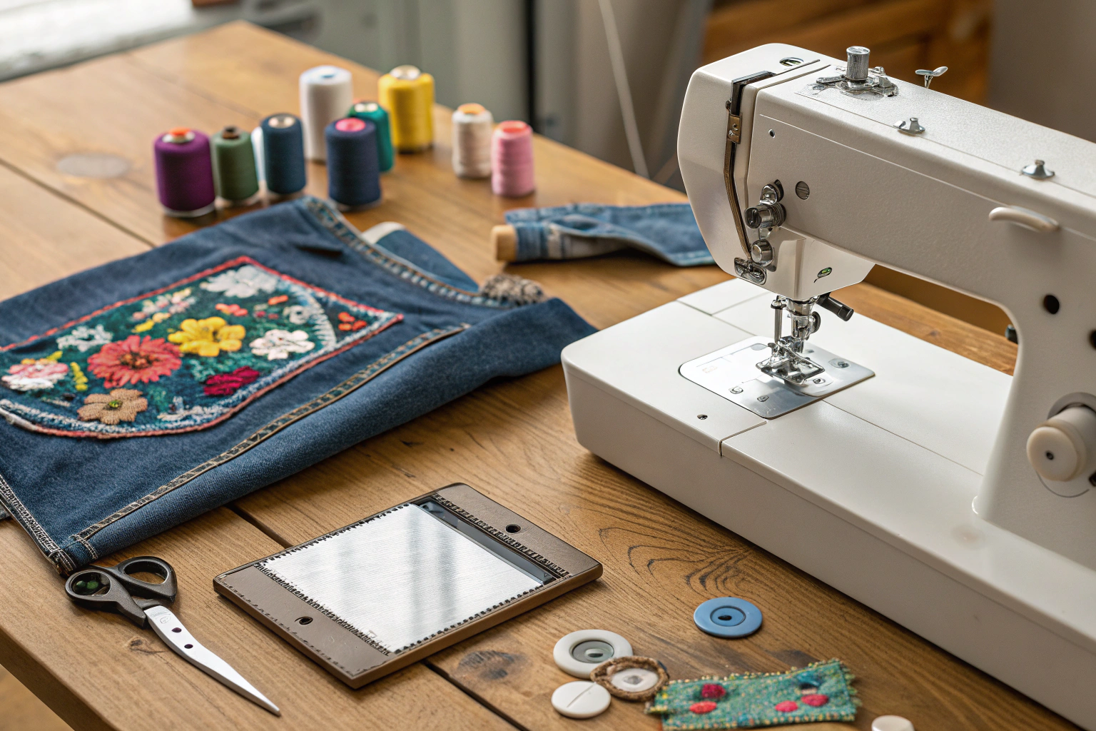 Sewing machine for patches and creative fabric customization
