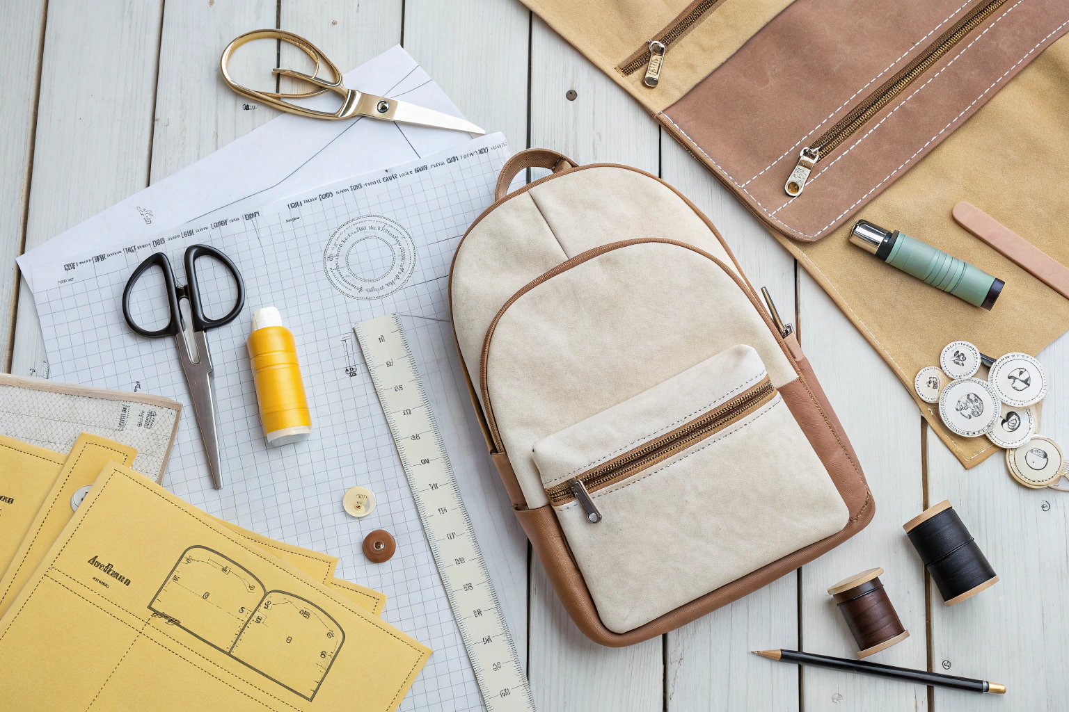 Mini backpack pattern for easy sewing with pockets