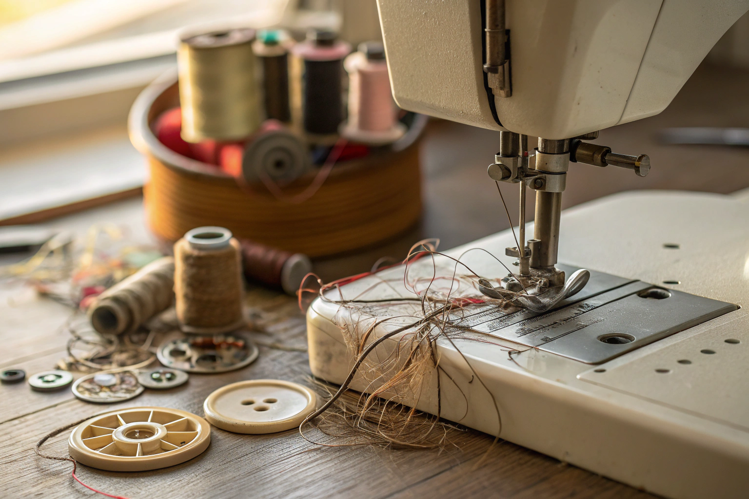 Why does my sewing machine keep jamming and skipping stitches